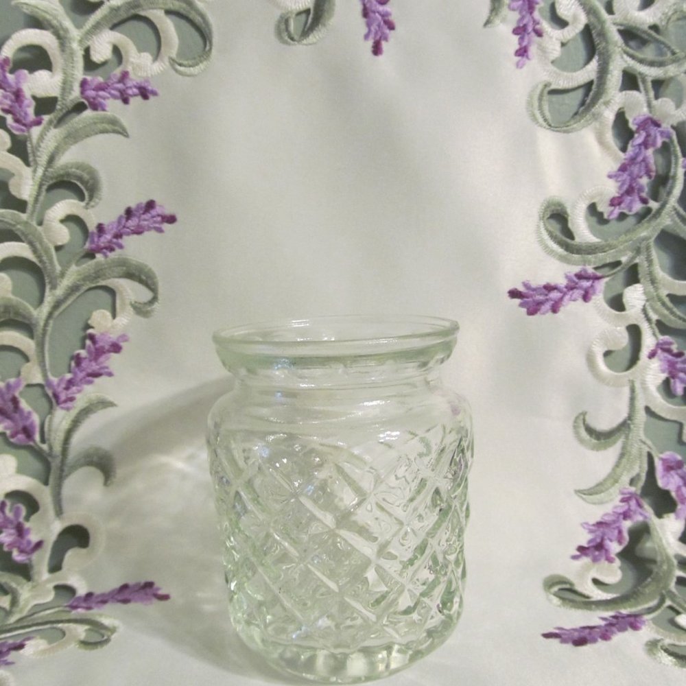 Vintage Anchor Hocking Diamond Cut Apothecary Jar Flower Bottom